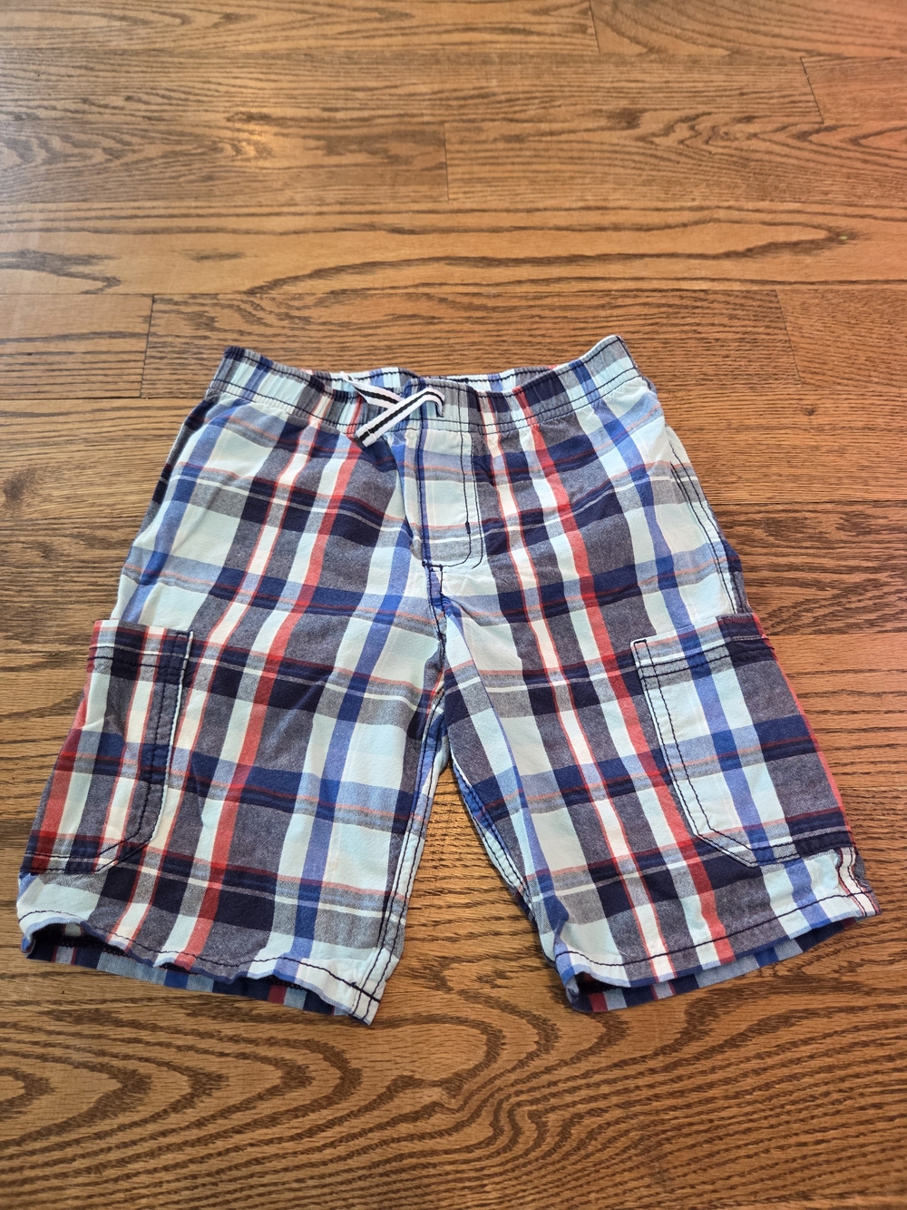 Kids Headquarters - Plaid Cargo Shorts - Blue, Red, White- Size 5